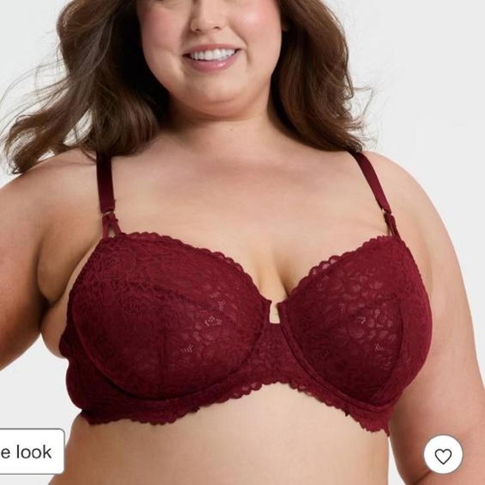 Auden Women's Burgundy  Lace Unlined Balconette Bra